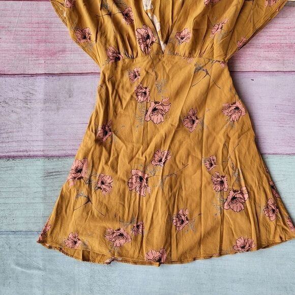 Free‎ People Women's Mustard Combo Short Sleeve Drapey Melanie Dress Size… - Picture 4 of 6